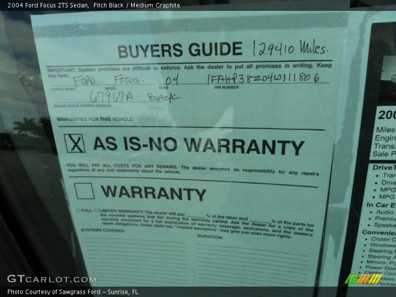 Pitch Black / Medium Graphite 2004 Ford Focus ZTS Sedan