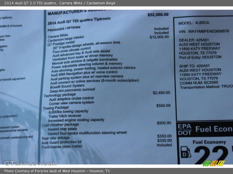 Carrara White / Cardamom Beige 2014 Audi Q7 3.0 TDI quattro