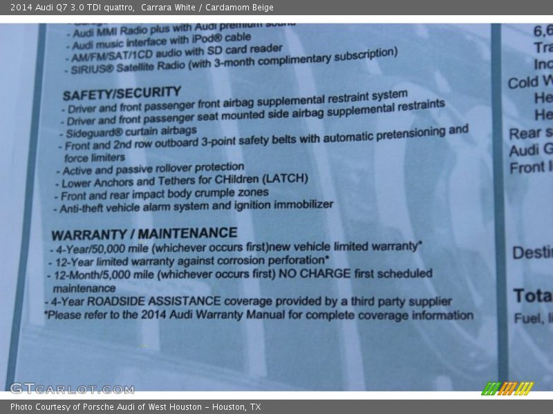 Carrara White / Cardamom Beige 2014 Audi Q7 3.0 TDI quattro