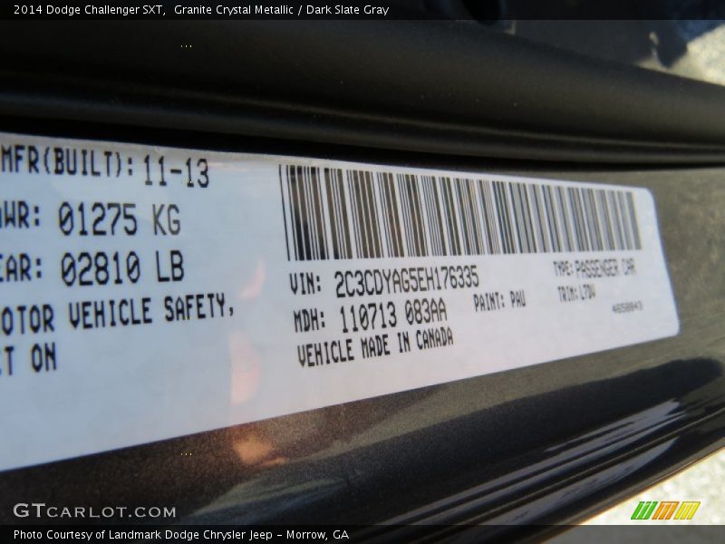 Granite Crystal Metallic / Dark Slate Gray 2014 Dodge Challenger SXT
