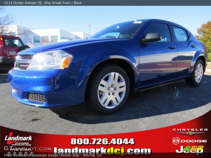 Blue Streak Pearl / Black 2014 Dodge Avenger SE