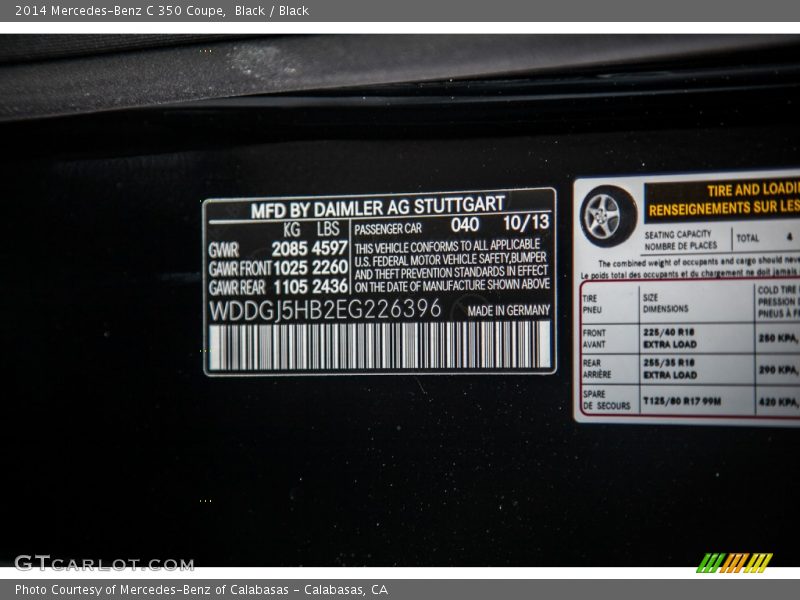 Black / Black 2014 Mercedes-Benz C 350 Coupe