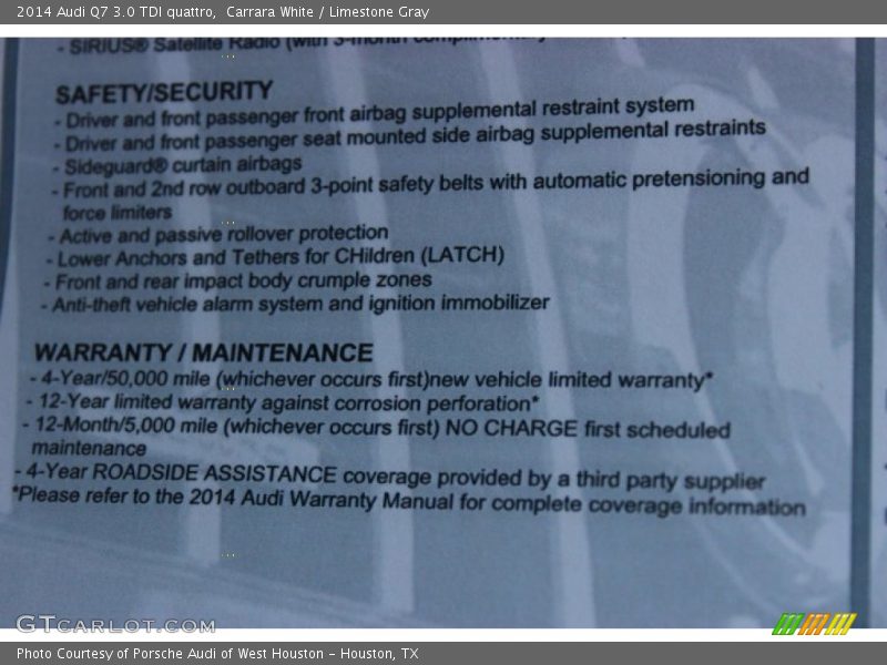 Carrara White / Limestone Gray 2014 Audi Q7 3.0 TDI quattro