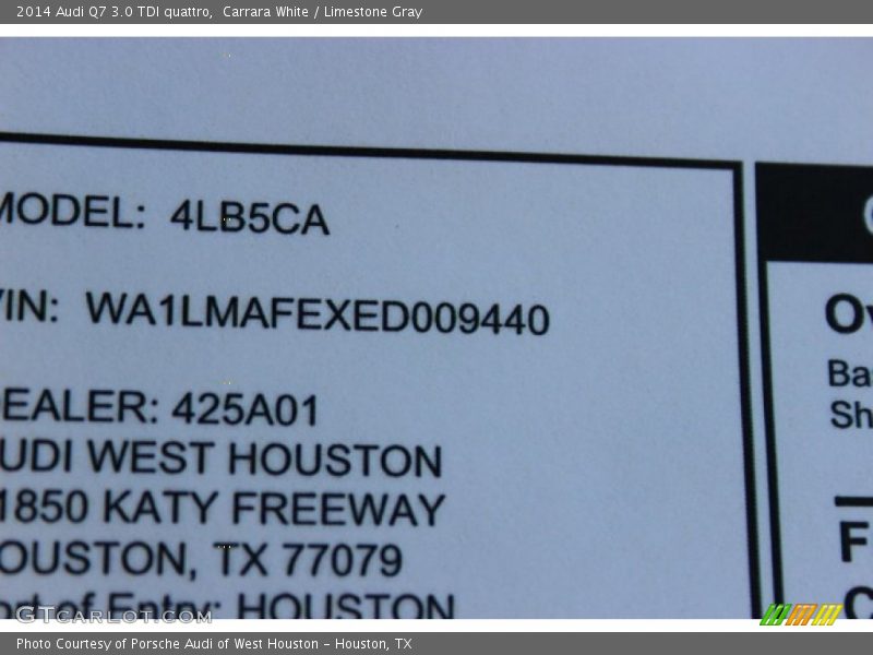 Carrara White / Limestone Gray 2014 Audi Q7 3.0 TDI quattro