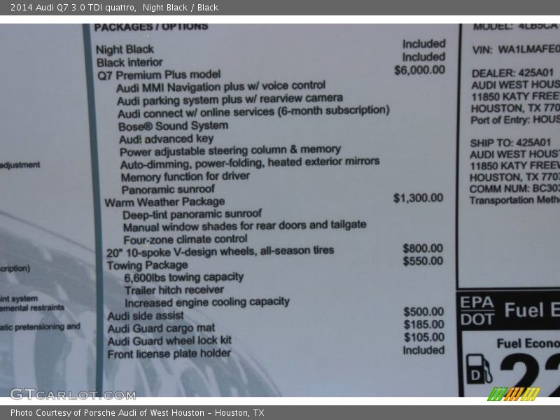 Night Black / Black 2014 Audi Q7 3.0 TDI quattro