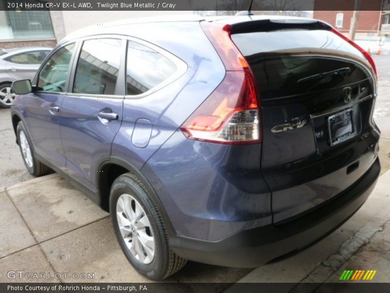 Twilight Blue Metallic / Gray 2014 Honda CR-V EX-L AWD