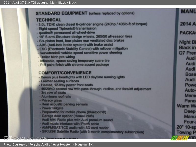 Night Black / Black 2014 Audi Q7 3.0 TDI quattro
