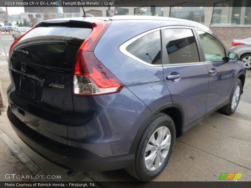 Twilight Blue Metallic / Gray 2014 Honda CR-V EX-L AWD