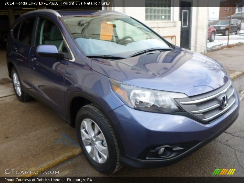 Twilight Blue Metallic / Gray 2014 Honda CR-V EX-L AWD