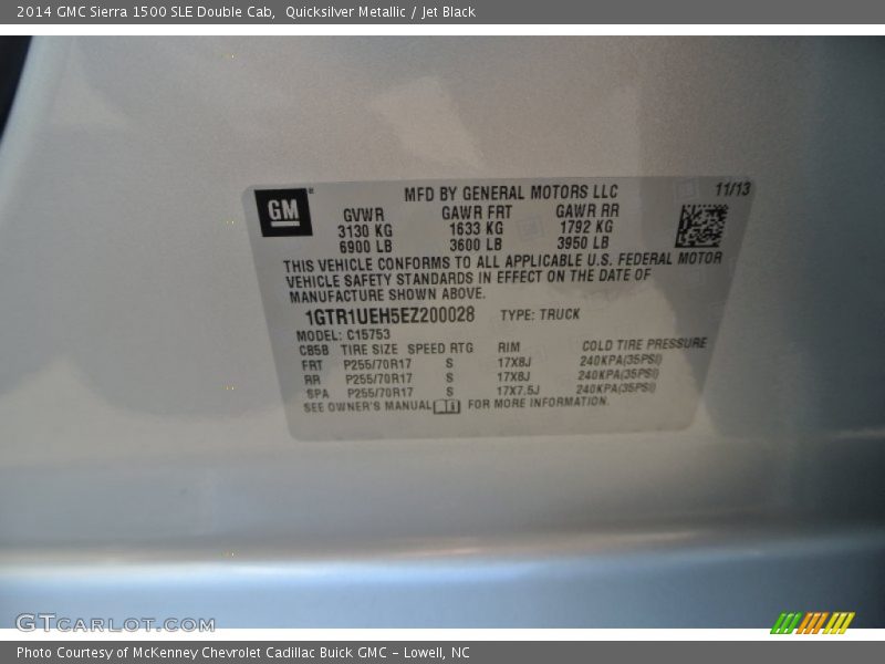 Quicksilver Metallic / Jet Black 2014 GMC Sierra 1500 SLE Double Cab