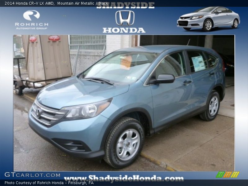 Mountain Air Metallic / Black 2014 Honda CR-V LX AWD