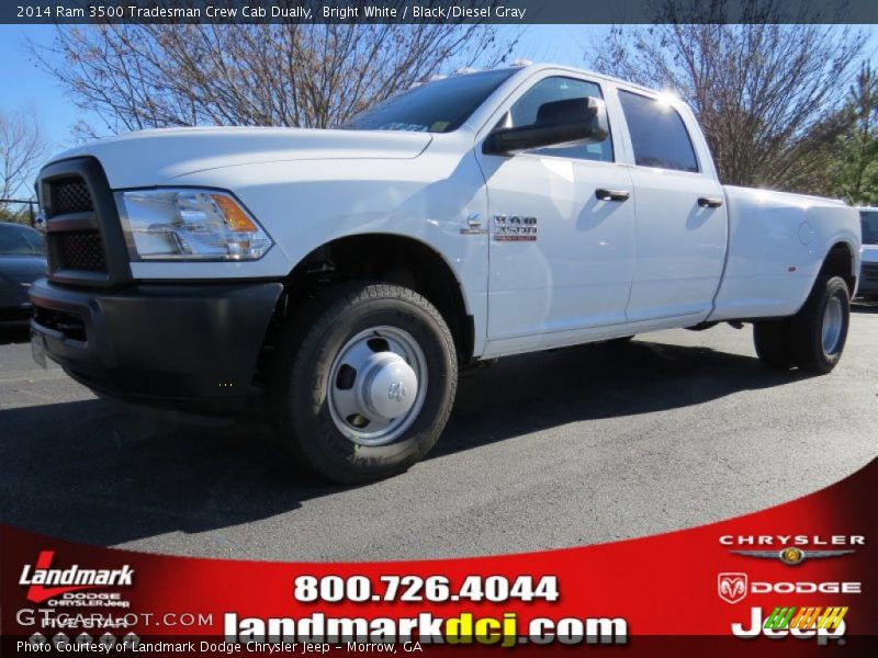 Bright White / Black/Diesel Gray 2014 Ram 3500 Tradesman Crew Cab Dually