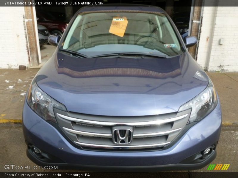 Twilight Blue Metallic / Gray 2014 Honda CR-V EX AWD