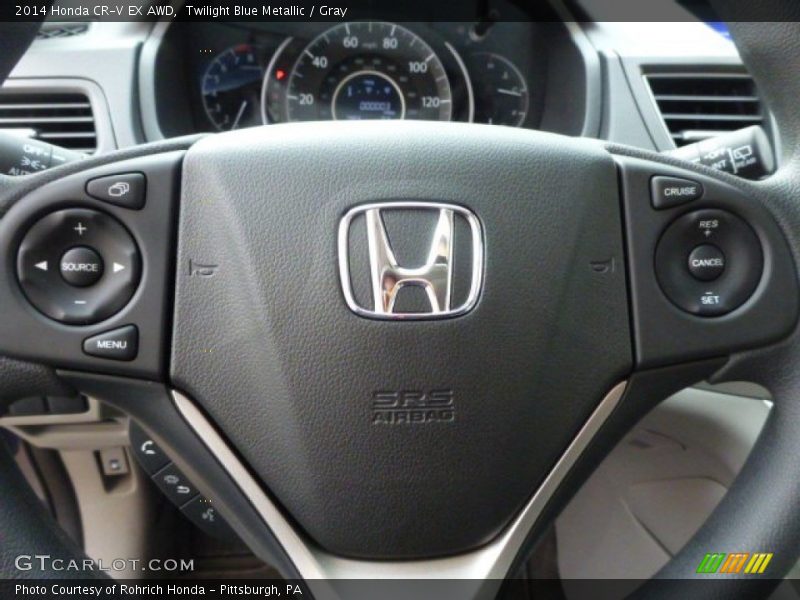 Twilight Blue Metallic / Gray 2014 Honda CR-V EX AWD