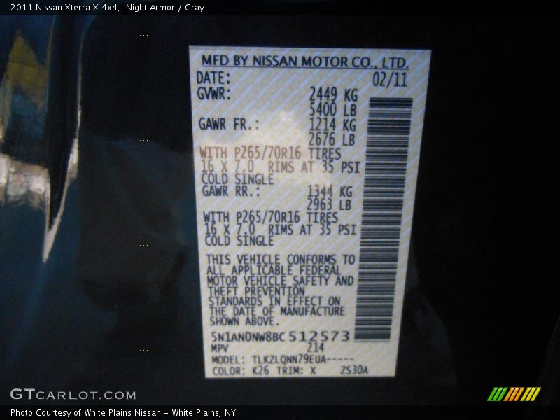 Night Armor / Gray 2011 Nissan Xterra X 4x4