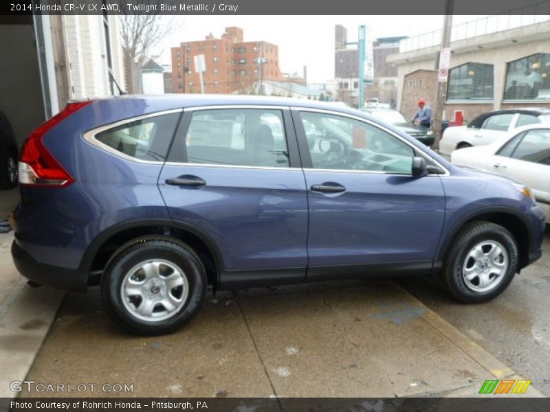 Twilight Blue Metallic / Gray 2014 Honda CR-V LX AWD