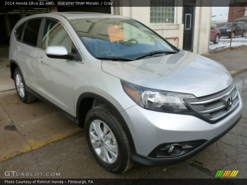 Alabaster Silver Metallic / Gray 2014 Honda CR-V EX AWD