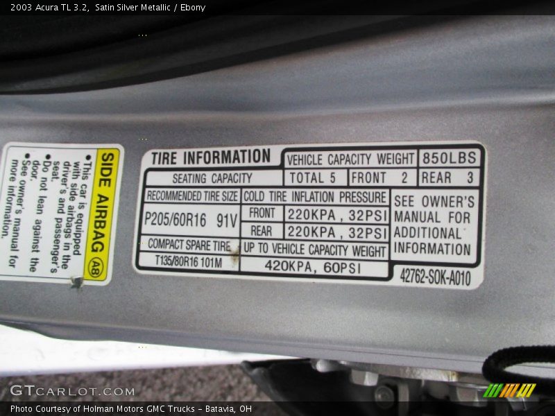 Satin Silver Metallic / Ebony 2003 Acura TL 3.2