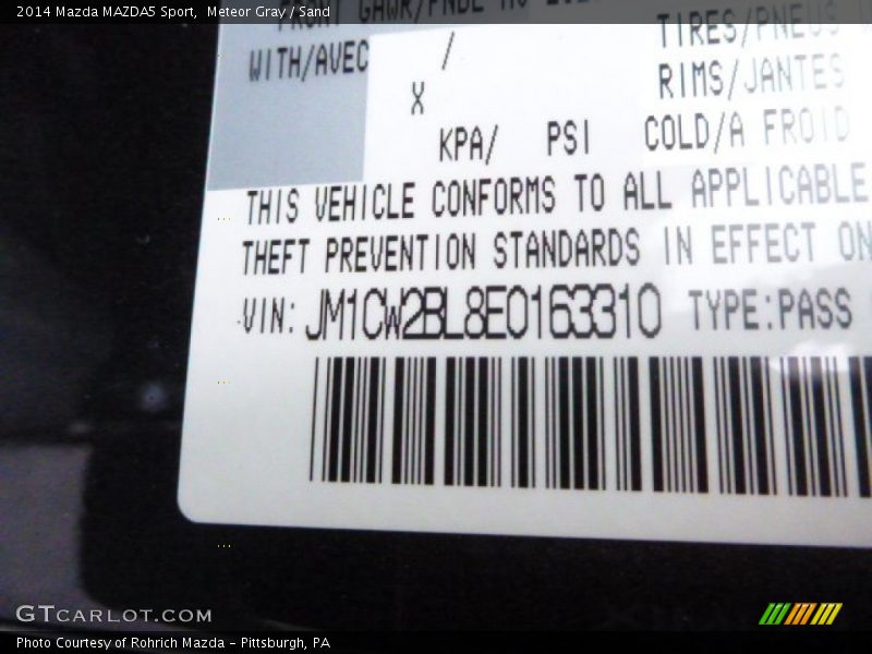 Meteor Gray / Sand 2014 Mazda MAZDA5 Sport