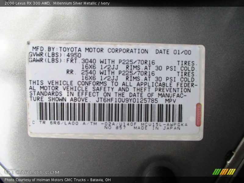 Millennium Silver Metallic / Ivory 2000 Lexus RX 300 AWD