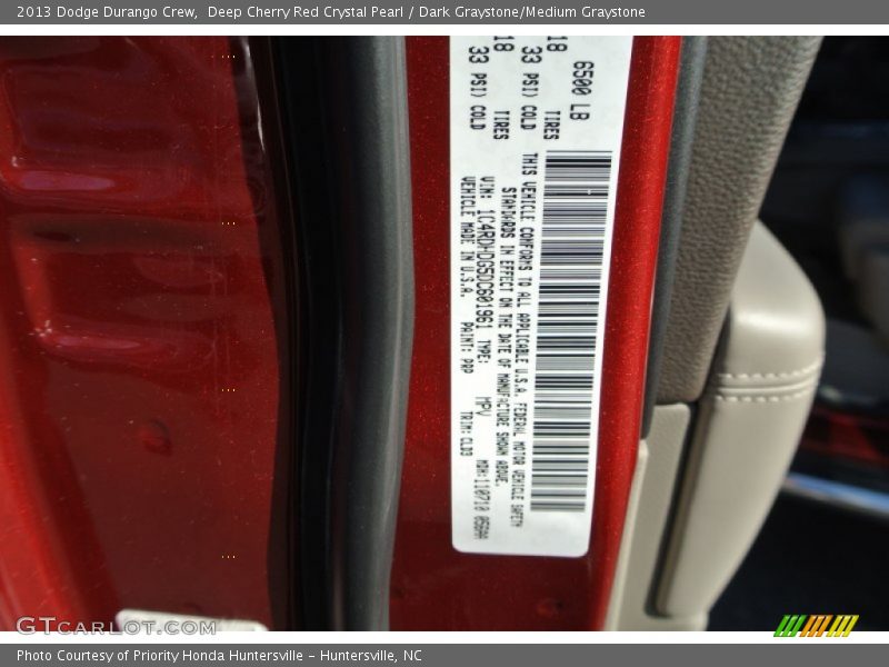 Deep Cherry Red Crystal Pearl / Dark Graystone/Medium Graystone 2013 Dodge Durango Crew