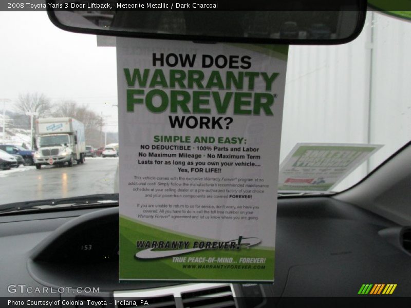 Meteorite Metallic / Dark Charcoal 2008 Toyota Yaris 3 Door Liftback