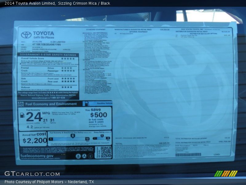Sizzling Crimson Mica / Black 2014 Toyota Avalon Limited