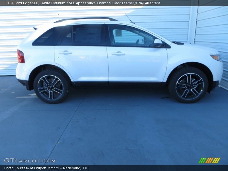 White Platinum / SEL Appearance Charcoal Black Leather/Gray Alcantara 2014 Ford Edge SEL