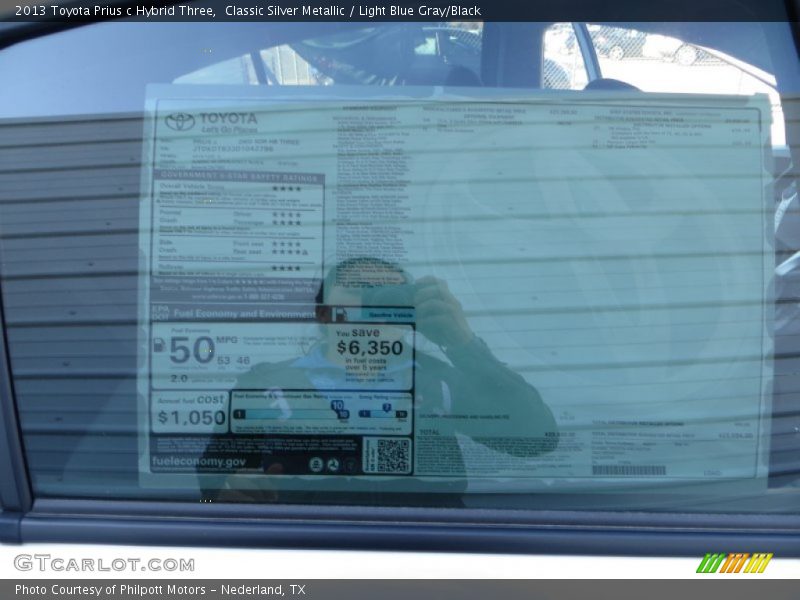 Classic Silver Metallic / Light Blue Gray/Black 2013 Toyota Prius c Hybrid Three