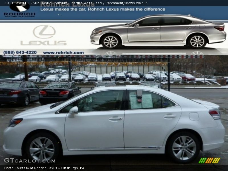 Starfire White Pearl / Parchment/Brown Walnut 2011 Lexus HS 250h Hybrid Premium
