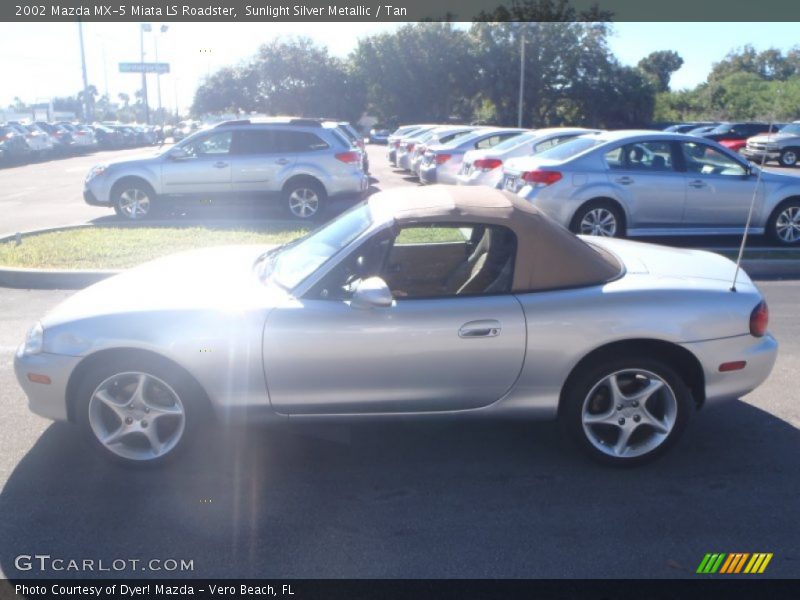 Sunlight Silver Metallic / Tan 2002 Mazda MX-5 Miata LS Roadster