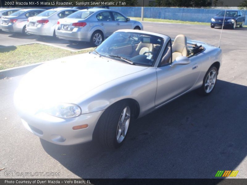 Sunlight Silver Metallic / Tan 2002 Mazda MX-5 Miata LS Roadster
