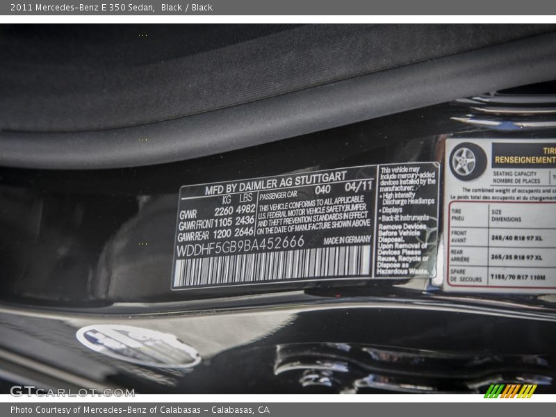 Black / Black 2011 Mercedes-Benz E 350 Sedan