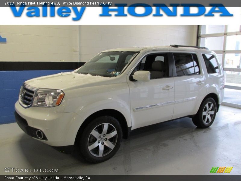White Diamond Pearl / Gray 2013 Honda Pilot Touring 4WD