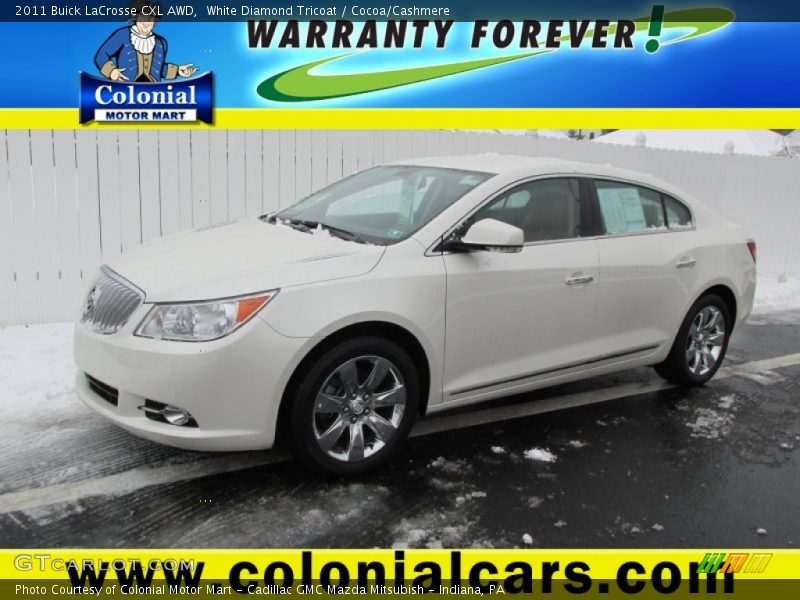 White Diamond Tricoat / Cocoa/Cashmere 2011 Buick LaCrosse CXL AWD