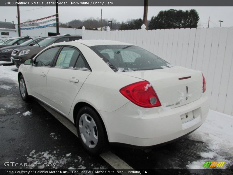Ivory White / Ebony Black 2008 Pontiac G6 Value Leader Sedan