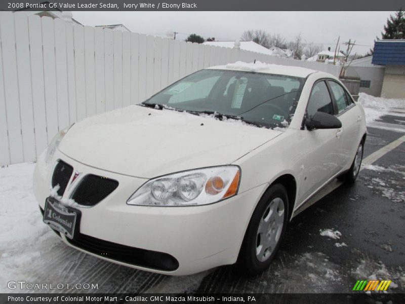 Ivory White / Ebony Black 2008 Pontiac G6 Value Leader Sedan