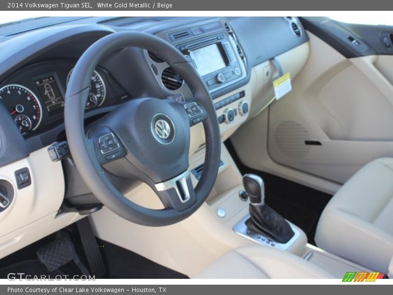 White Gold Metallic / Beige 2014 Volkswagen Tiguan SEL