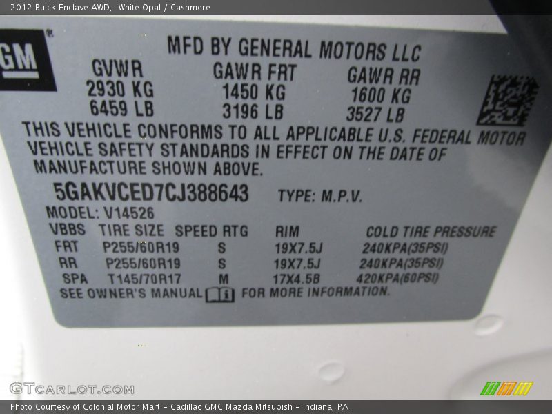 White Opal / Cashmere 2012 Buick Enclave AWD