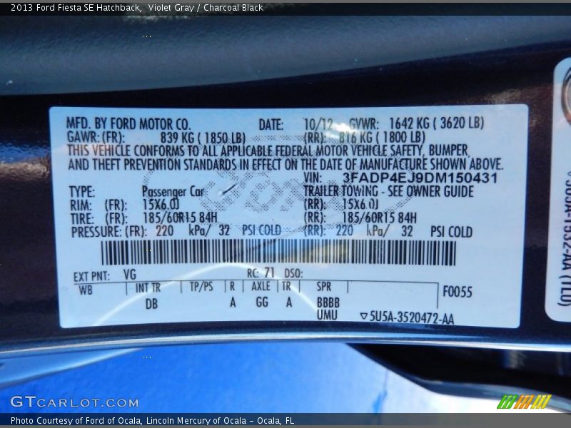 Violet Gray / Charcoal Black 2013 Ford Fiesta SE Hatchback