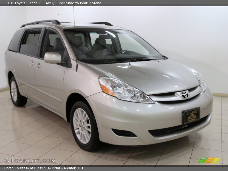 Silver Shadow Pearl / Stone 2010 Toyota Sienna XLE AWD