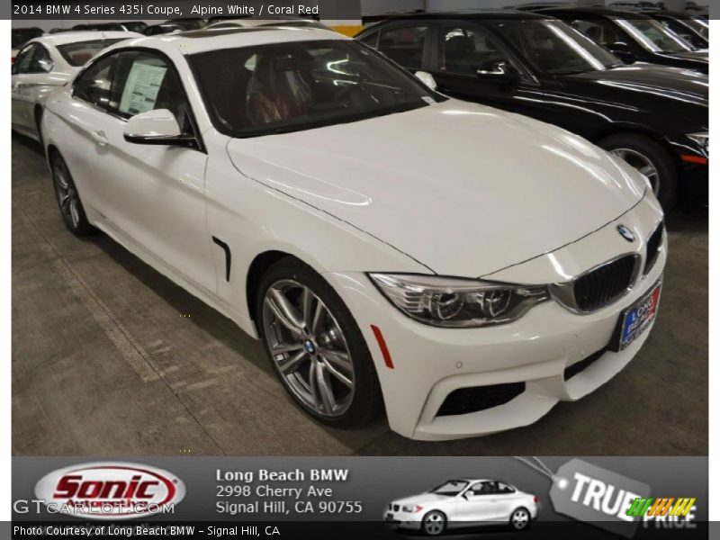 Alpine White / Coral Red 2014 BMW 4 Series 435i Coupe