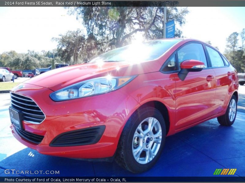 Race Red / Medium Light Stone 2014 Ford Fiesta SE Sedan