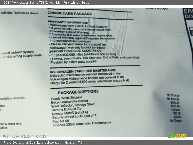 Pure White / Beige 2014 Volkswagen Beetle TDI Convertible