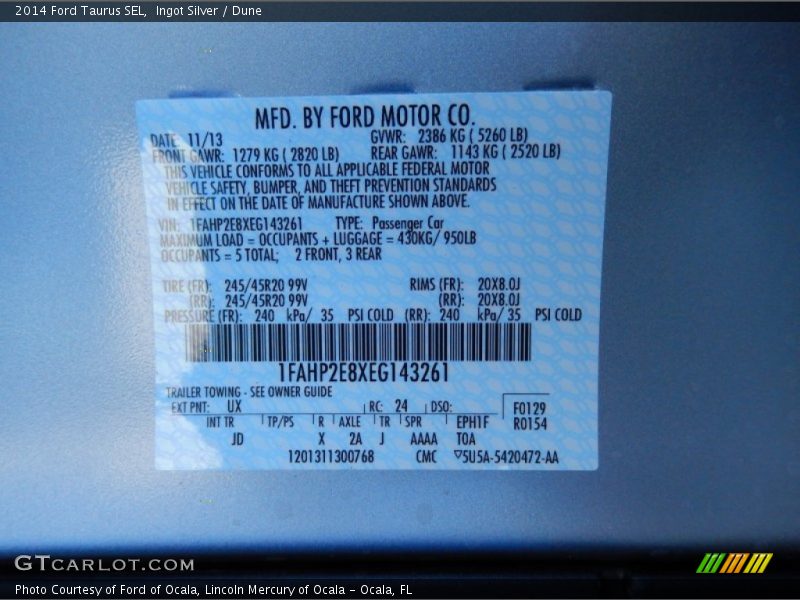 Ingot Silver / Dune 2014 Ford Taurus SEL