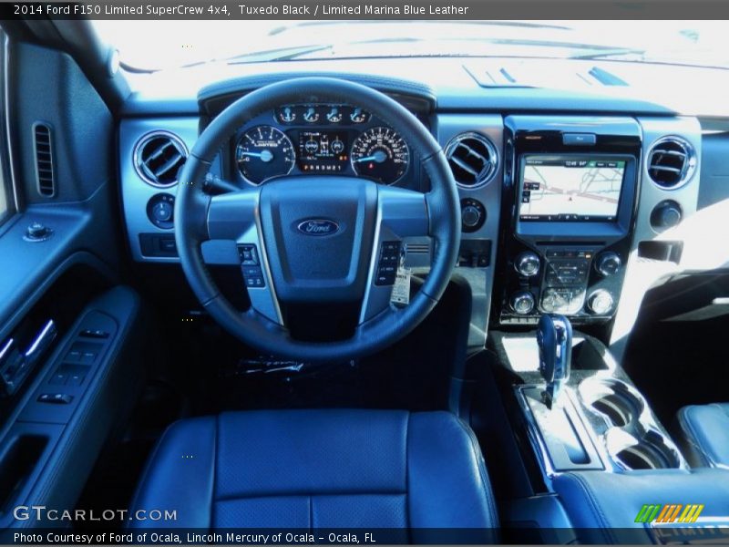 Tuxedo Black / Limited Marina Blue Leather 2014 Ford F150 Limited SuperCrew 4x4