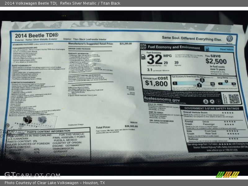 Reflex Silver Metallic / Titan Black 2014 Volkswagen Beetle TDI