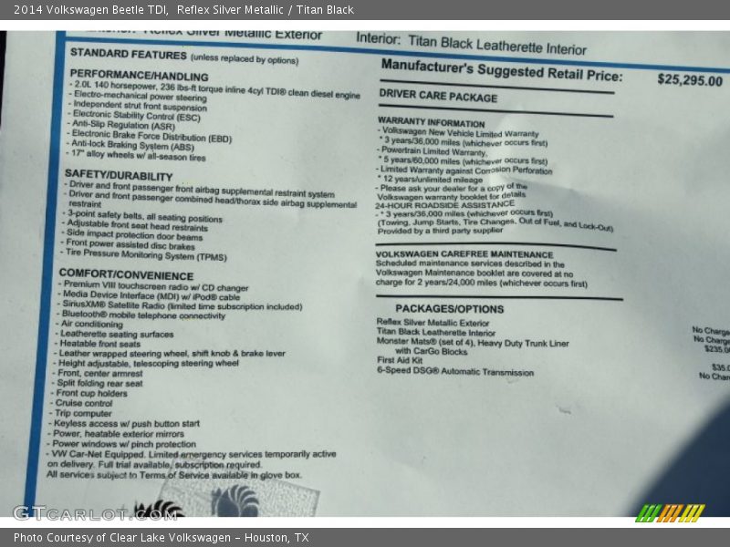 Reflex Silver Metallic / Titan Black 2014 Volkswagen Beetle TDI