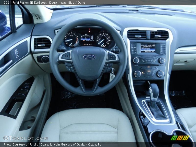 Deep Impact Blue / Dune 2014 Ford Fusion SE EcoBoost
