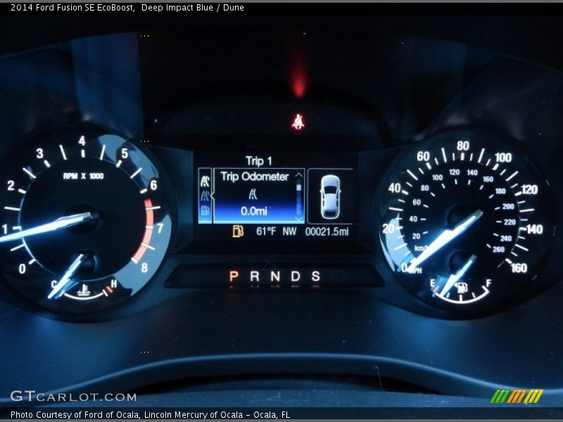 Deep Impact Blue / Dune 2014 Ford Fusion SE EcoBoost